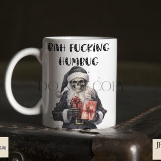 Skeleton Santa Claus with Gifts Designs Set 6 humorous festive designs with mug wraps and templates for Christmas crafting