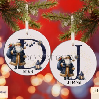Navy Blue Santa Alphabet Designs Set – 26 festive alphabet letter designs with Santa for personalised Christmas gifts