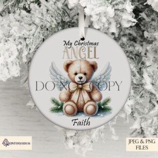 Christmas Angel Teddy Memorial Designs Set updated with 5 colour schemes, wording options and bonus discontinued version with mock-ups