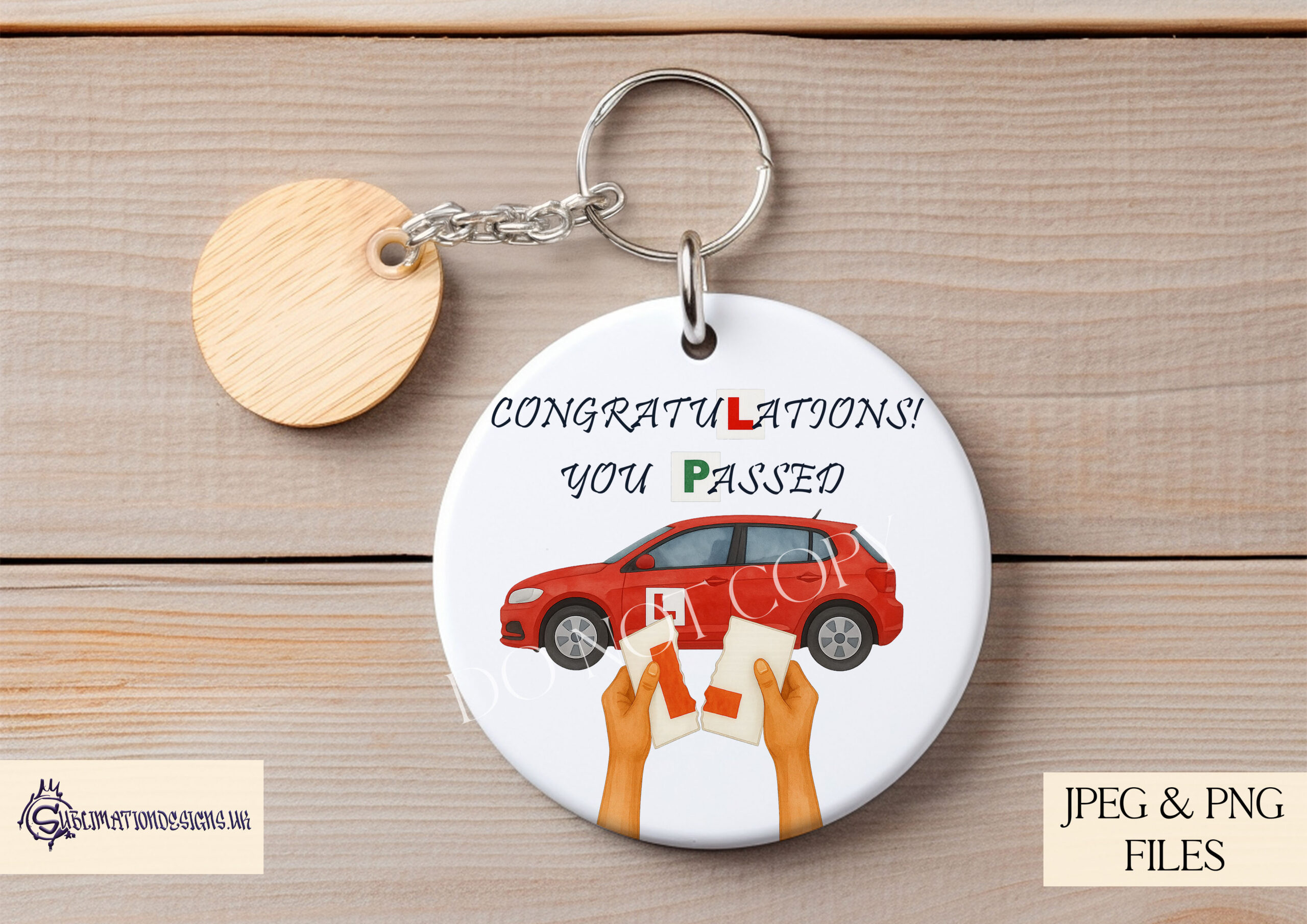 Driving Test Pass Designs Set featuring male and female hands ripping L plates in multiple skin tones with mock-ups