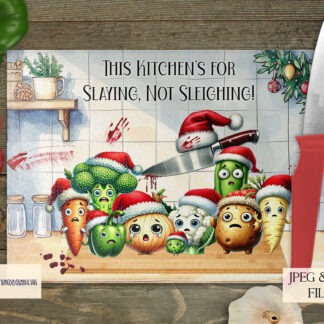 Christmas Kitchen Slaying Not Sleighing Designs Bundle with 4 unique designs, bonus elements and mock-ups for novelty kitchen products