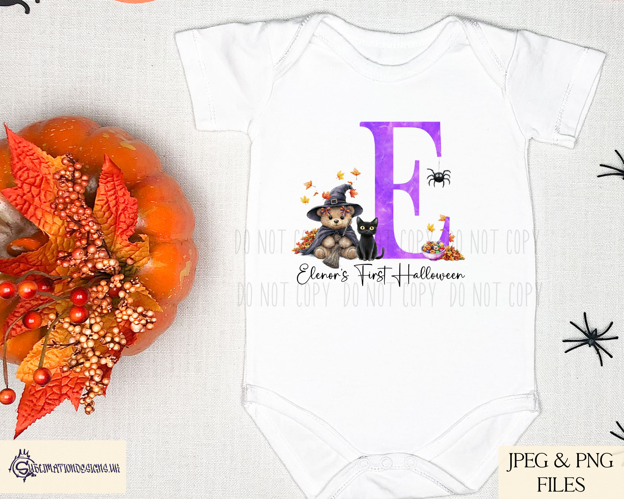 Halloween Teddy Bear Alphabet Duo Bundle featuring pumpkin teddy and witch teddy alphabets A–Z with mock-ups