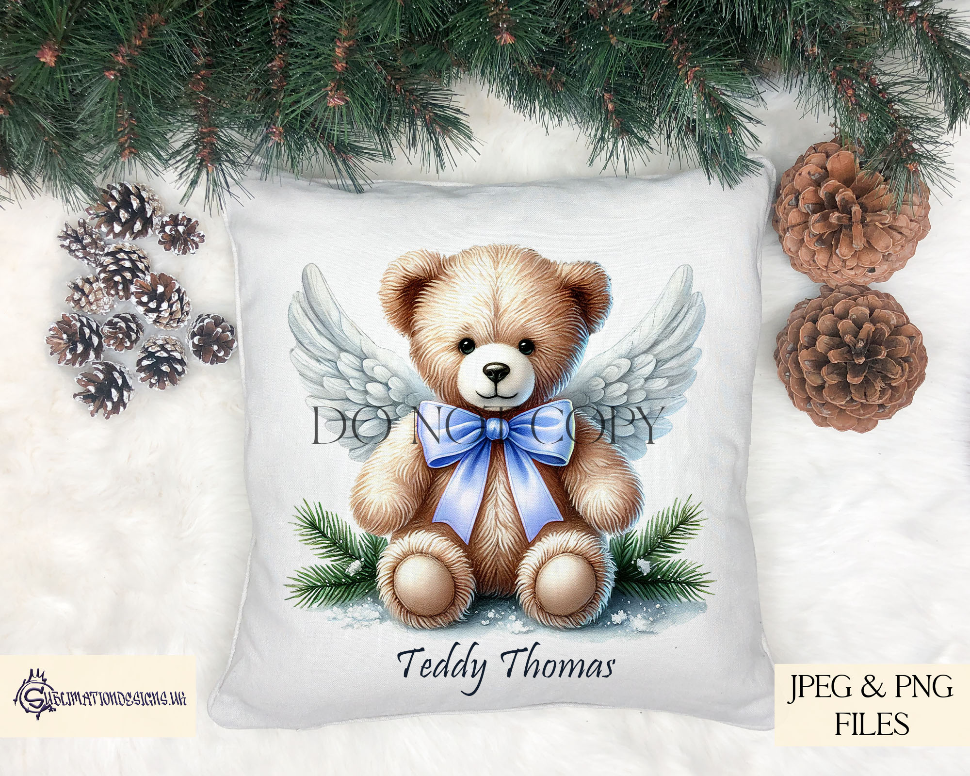 Christmas Angel Teddy Memorial Designs Set updated with 5 colour schemes, wording options and bonus discontinued version with mock-ups