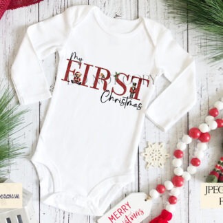 My First Christmas Designs Collection with 5 variations in red, blue and pink including glitter, foil and watercolour styles