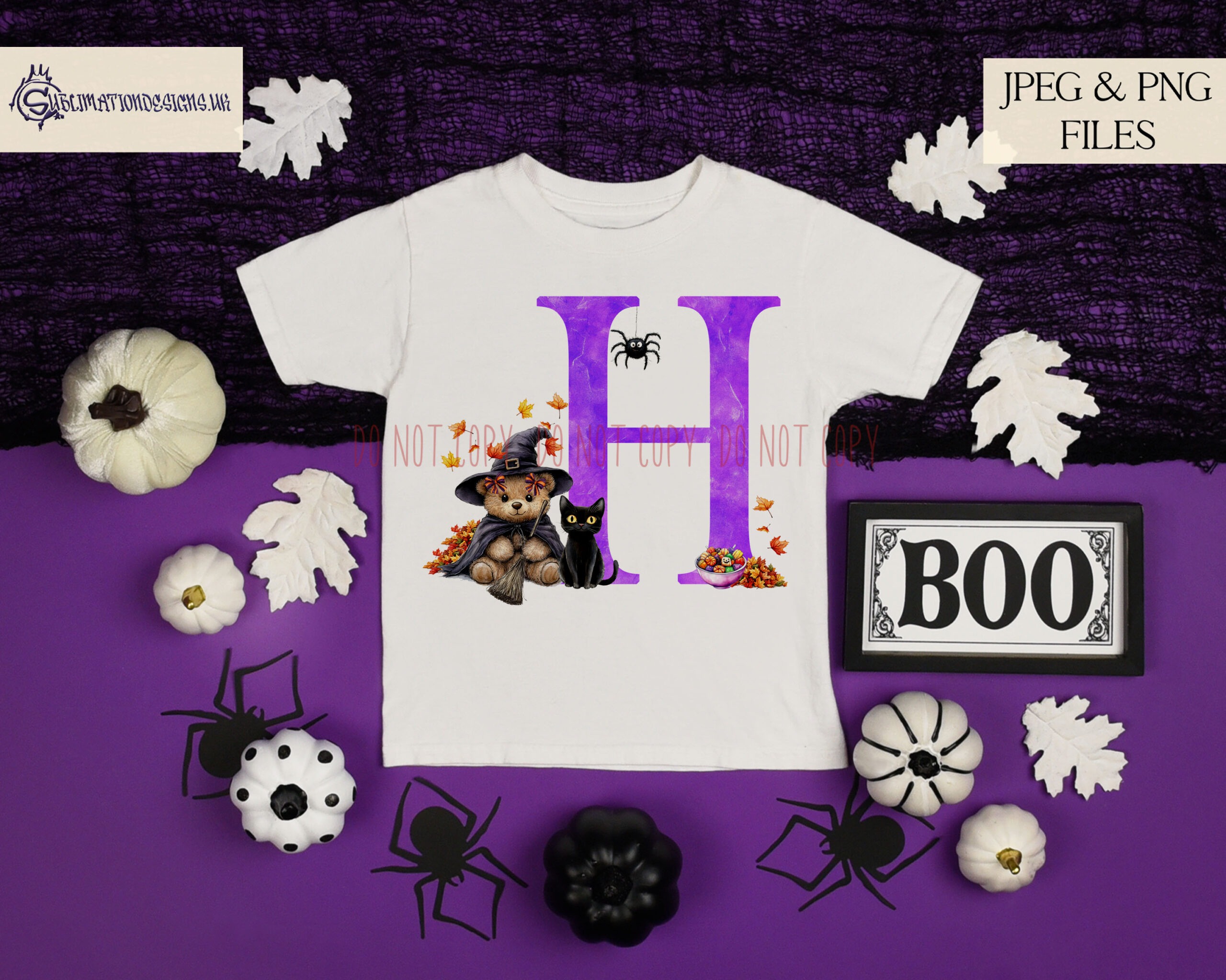 Halloween Teddy Bear Alphabet Duo Bundle featuring pumpkin teddy and witch teddy alphabets A–Z with mock-ups