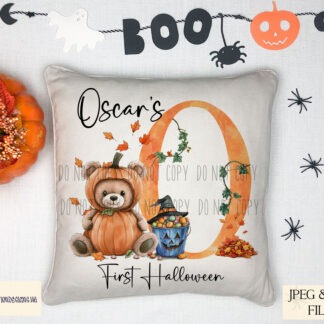 Halloween Teddy Bear Alphabet Duo Bundle featuring pumpkin teddy and witch teddy alphabets A–Z with mock-ups