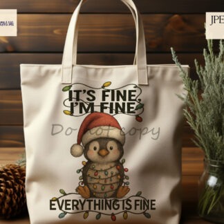 Christmas Tangled Penguin Designs Set with 2 variations, textless and wording version, plus mock-ups