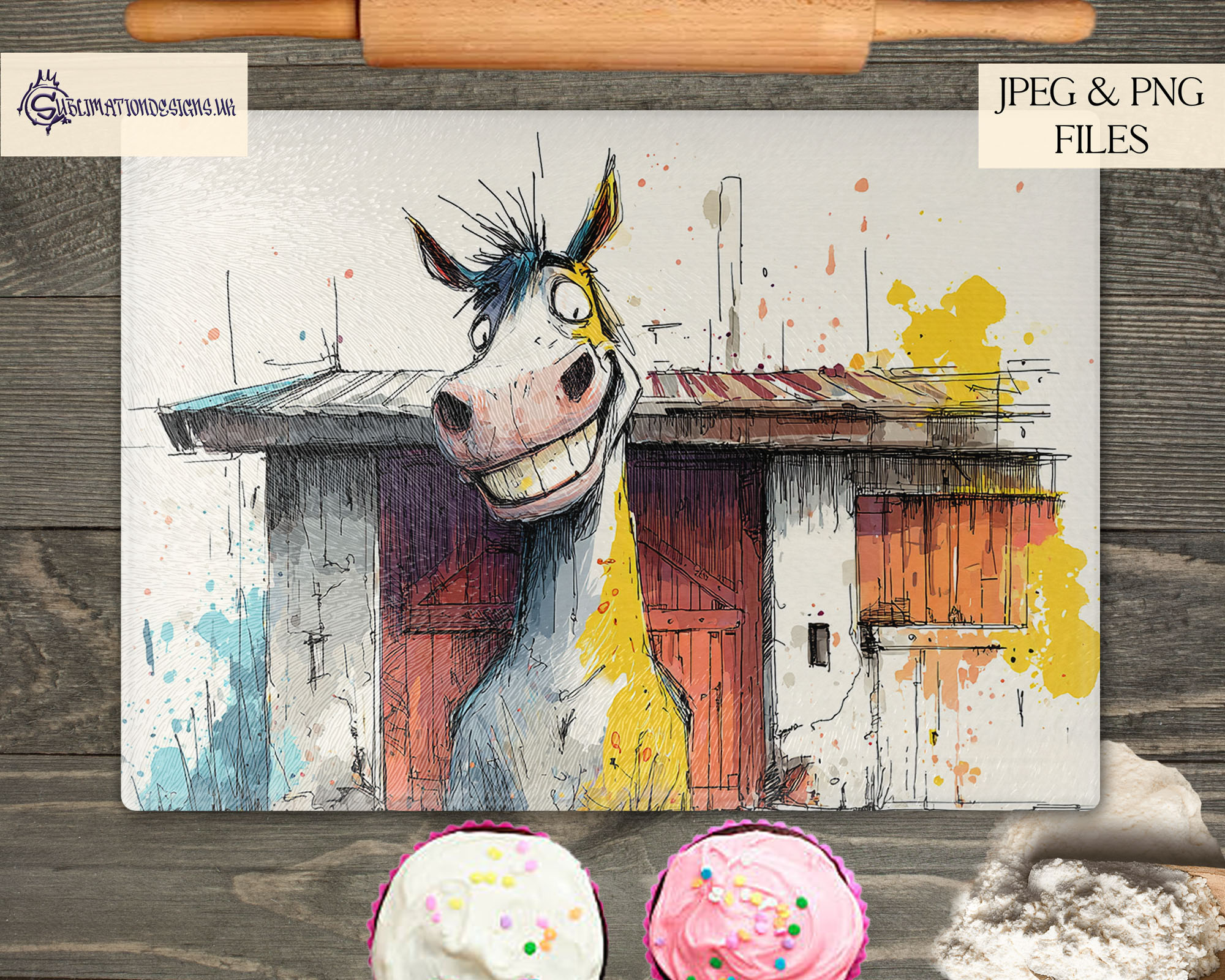 Farmyard animal sketch bundle featuring cows, pigs, horses and other farm animals on A4 templates