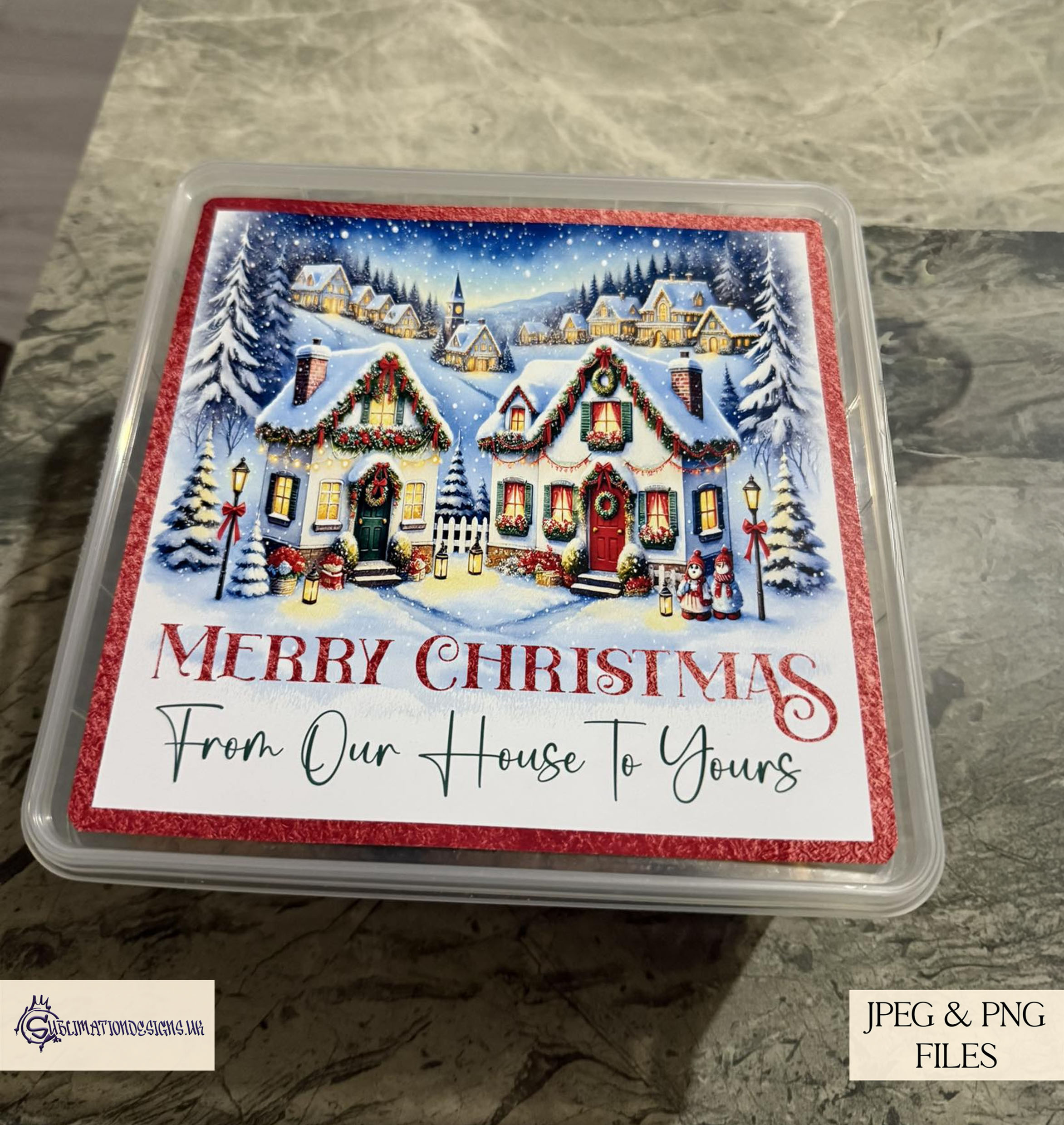 From Our House to Yours Square Tub Topper Designs for Christmas sweet tubs in 5 colour combinations