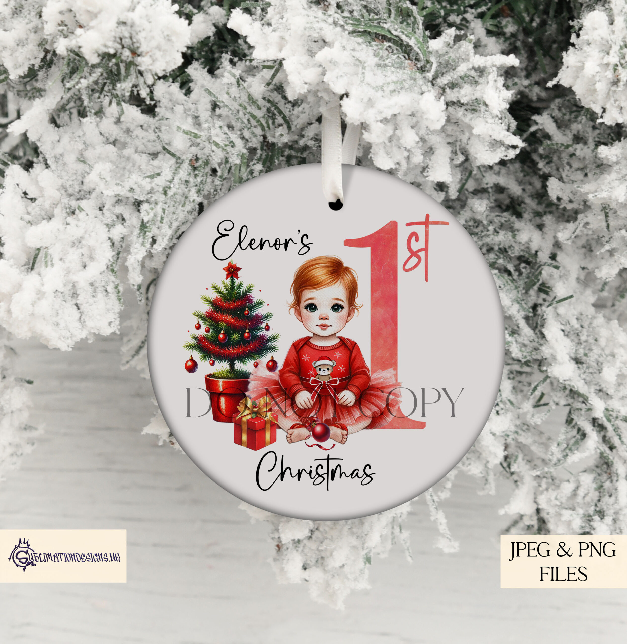 Cute Baby Girls at Christmas Clip Art Set | 30 Designs with Hair & Eye Variations | JPEG & PNG | 4 Mock-Ups | 500 Product Licence Description: Spread festive cheer with our Cute Baby Girls at Christmas Clip Art Set! This delightful collection features 30 unique designs of adorable baby girls in Christmas attire, perfect for adding a touch of cuteness to your holiday products. These designs are perfect for creating personalized holiday items such as cushions, baubles, holiday cards, apparel, mugs, ornaments, and so much more. With various hairstyles, hair colours, and eye colour options (Green, Brown, and Blue), this set has something for everyone. What You Get: 30 Designs Featuring: • 9 Different Baby Girls – Each with various hairstyles and hair colours to suit different tastes • Eye Colour Options – Green, Brown, and Blue eyes for added customization • 3 "1st Christmas" PNG Designs – Perfect for celebrating a baby's first Christmas • Formats: JPEG and PNG (high-resolution) • Mock-Ups: 4 mock-ups showcasing your designs on various products • Commercial Licence: Covers up to 500 physical products How to Use: • Choose Your Design: Select from the variety of baby girls and eye colour options to match your product theme • Add Finishing Touches: Use the "1st Christmas" PNG designs to personalize items for baby's first holiday • Create & Share: Ideal for use on holiday cards, apparel, ornaments, and more Important Notes: • End Product Use Only: These designs are for physical product creation only and cannot be resold or shared digitally • Ownership: Designs are owned by DAB Digital Designs Limited • Licence: Licence allows for up to 500 physical products. A new licence is required for further production