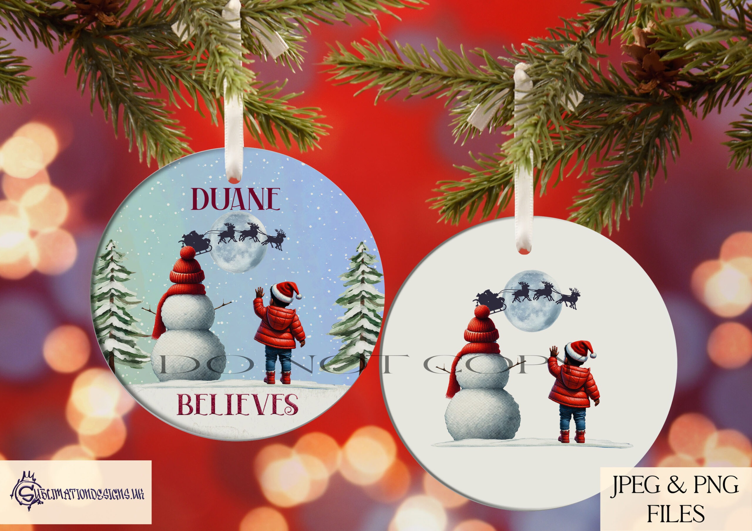 Santa’s Wave design showing children waving to Santa beside a snowman