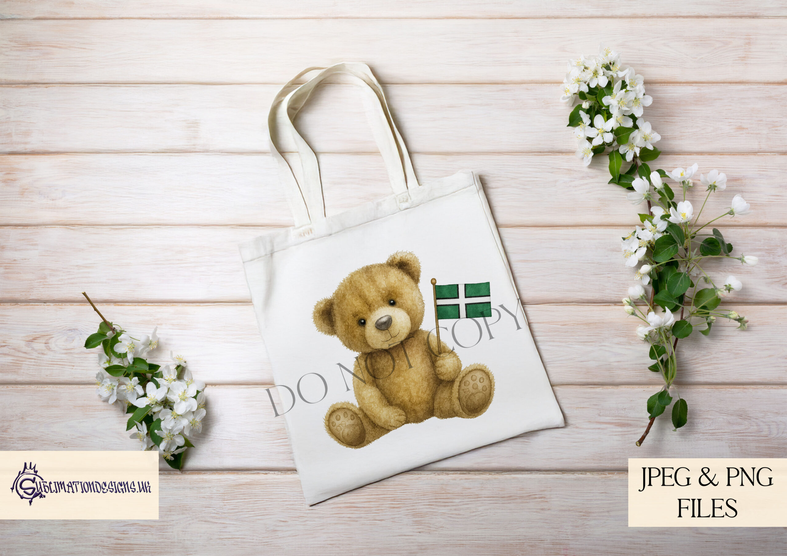 Devon and Cornwall Teddy Bear Set featuring scone designs with flags and local pride