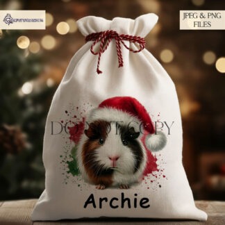 Christmas Guinea Pigs Design Set featuring 8 festive guinea pig variations wearing Santa hats with mock-ups