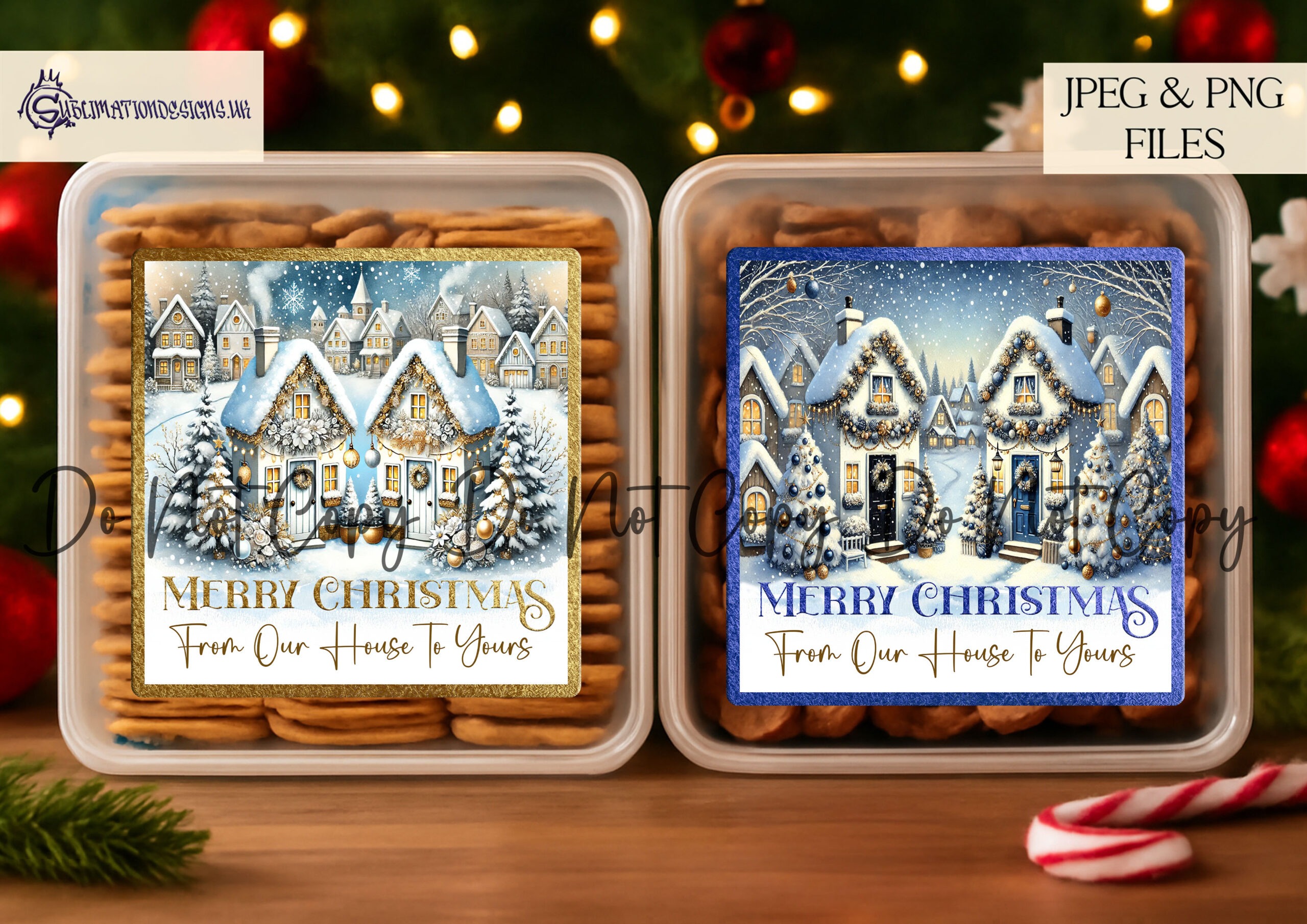 From Our House to Yours Square Tub Topper Designs for Christmas sweet tubs in 5 colour combinations