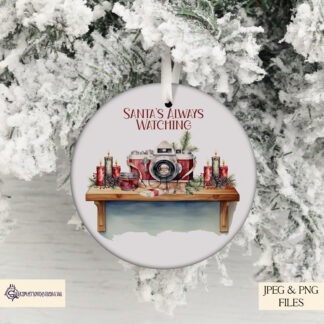 Santa’s Surveillance Cameras Designs featuring festive camera designs with Santa’s face