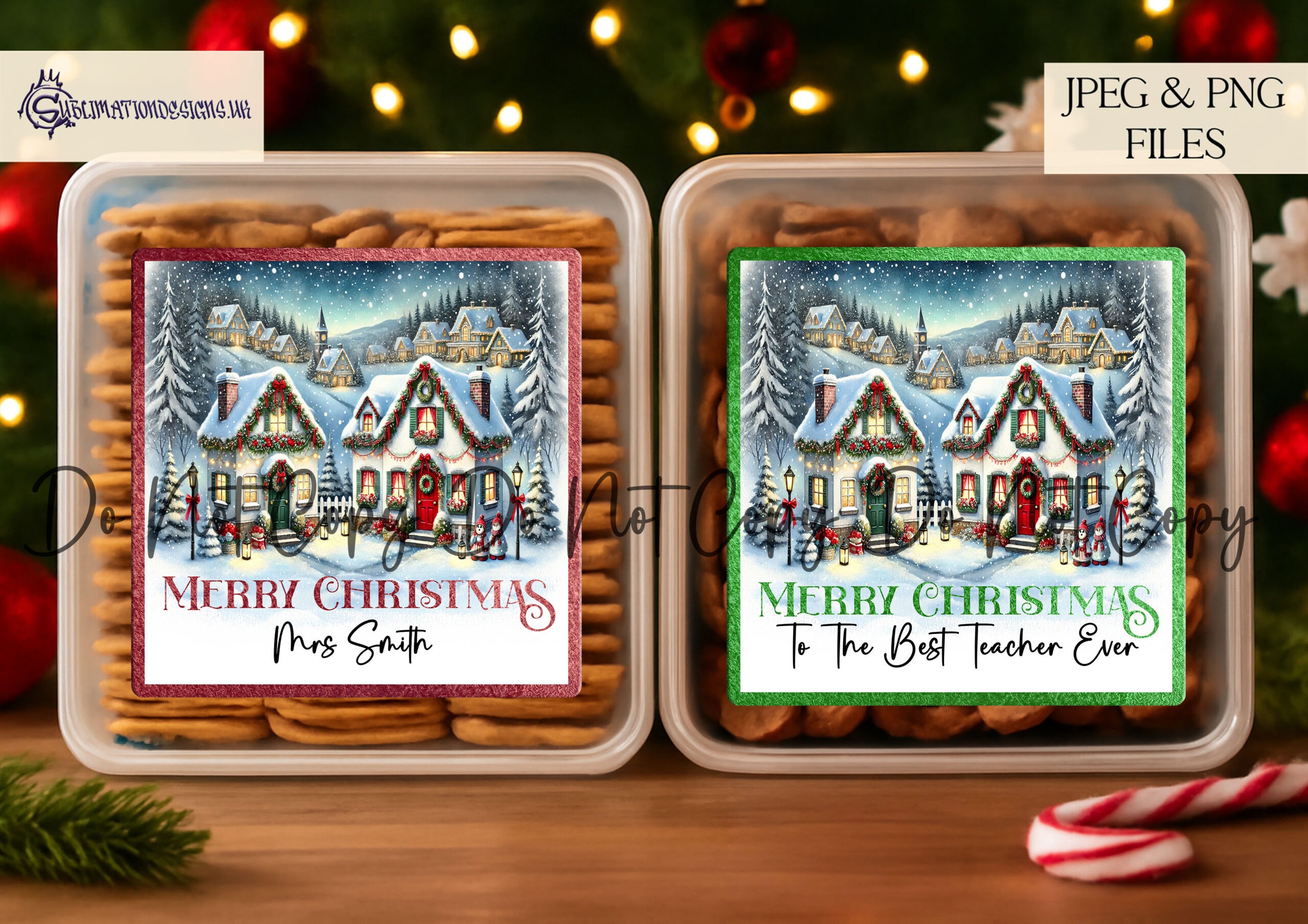 From Our House to Yours Square Tub Topper Designs for Christmas sweet tubs in 5 colour combinations