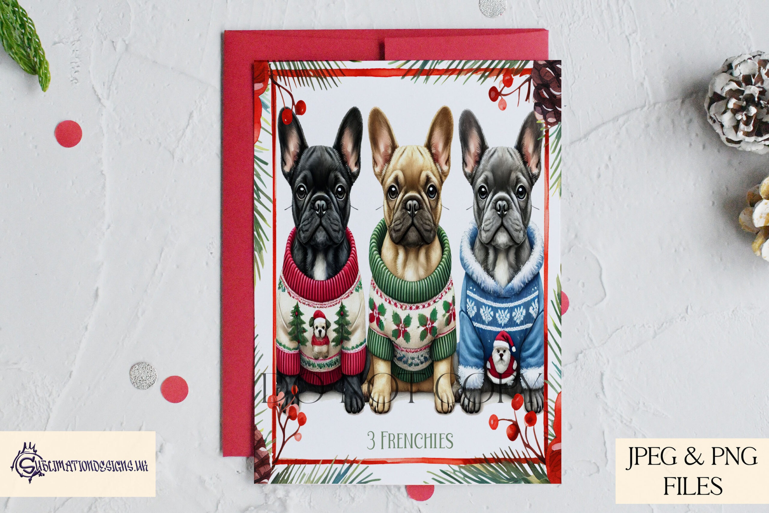 12 Dogs of Christmas Designs featuring festive dog illustrations inspired by the 12 Days of Christmas