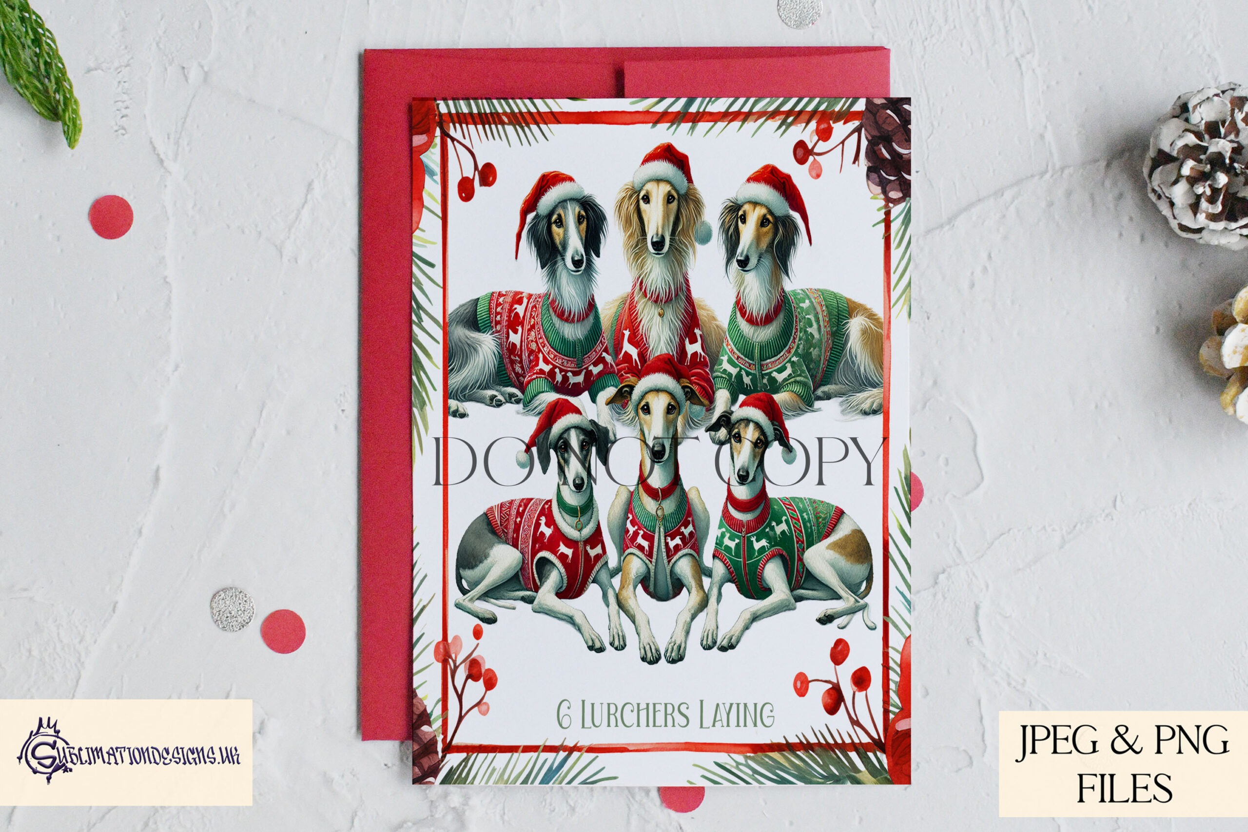 12 Dogs of Christmas Designs featuring festive dog illustrations inspired by the 12 Days of Christmas