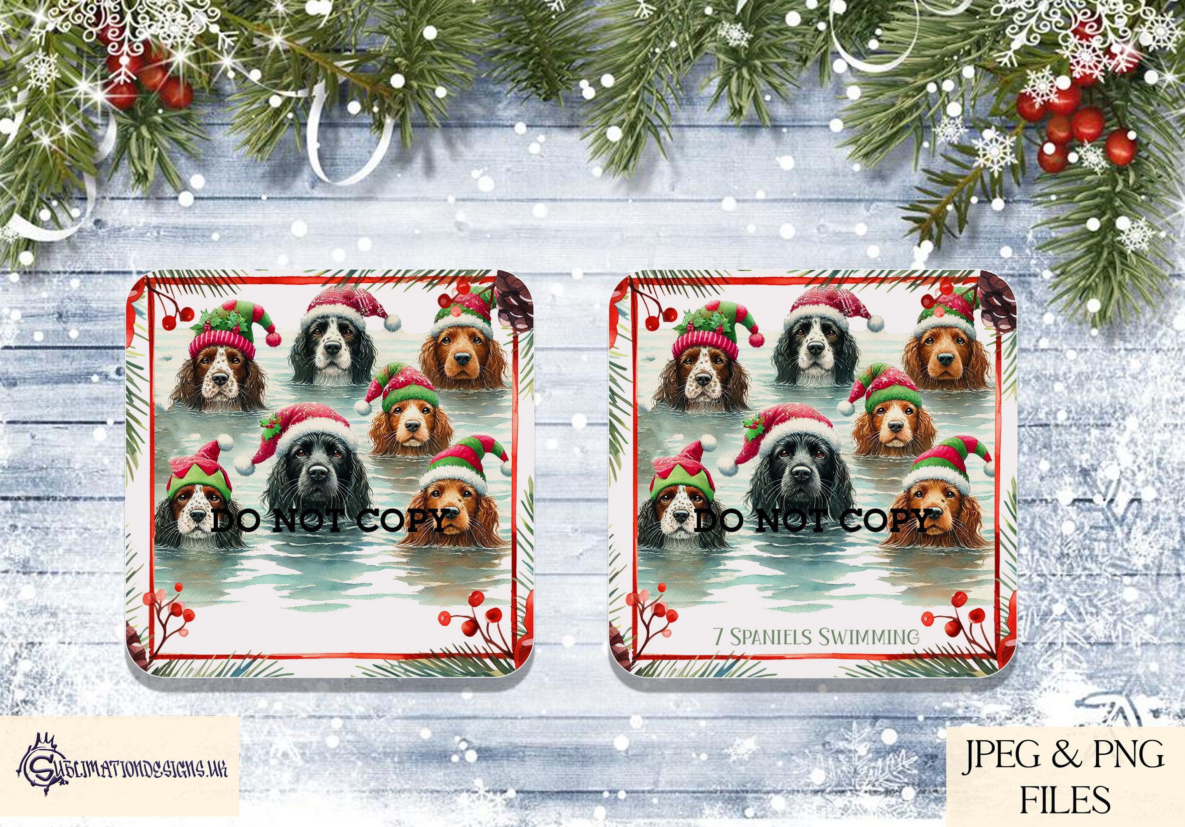 12 Dogs of Christmas Designs featuring festive dog illustrations inspired by the 12 Days of Christmas