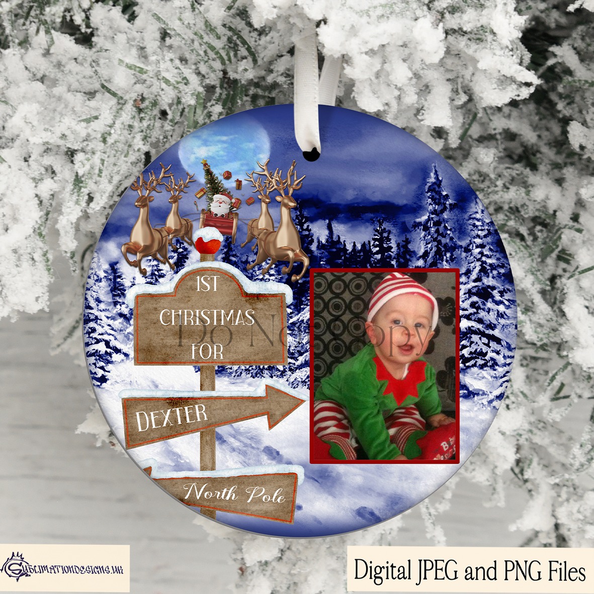 Circular Christmas bauble designs featuring gonks, snowmen, gingerbread, and whimsical dolls