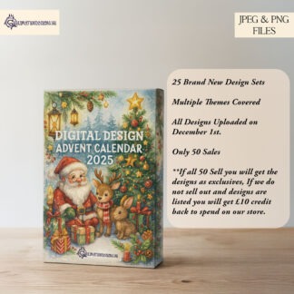 Sublimation Designs UK Digital Advent Calendar 2025 featuring 25 exclusive design sets released daily from 1 to 25 December