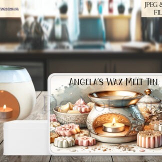 Wax Melt Designs Bundle of 8 featuring sublimation tin designs and bonus resizable files with mock-ups