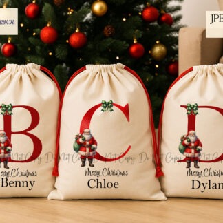 Red and Green Santa Alphabet Duo featuring two complete alphabets with Santa artwork