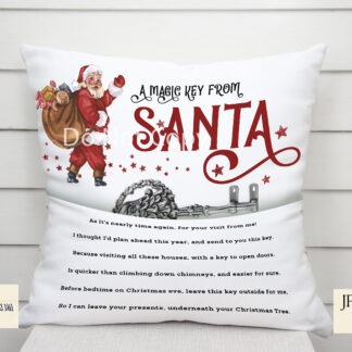 Santa’s Magic Key design with framed and pocket pillow templates in festive style