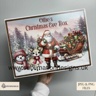 Santa and Friends red and green landscape Christmas design on A4 and product templates