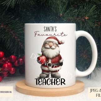 Santa holding an apple in sketch style on multiple teacher themed design templates