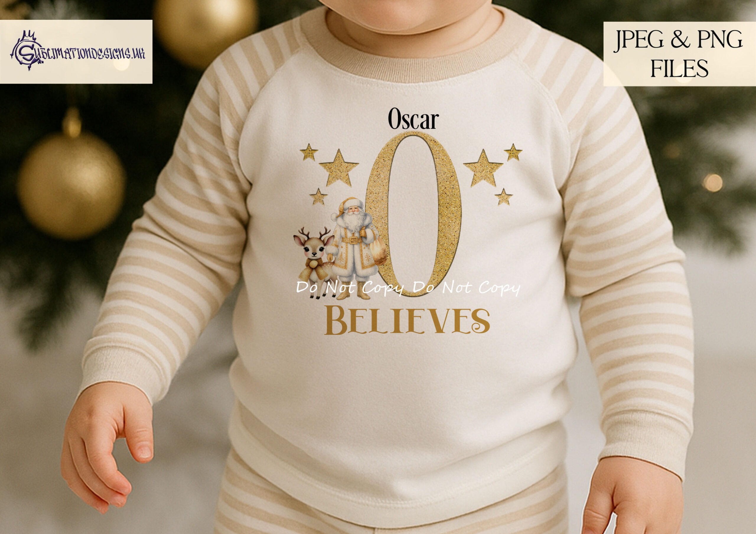 White and Gold Santa alphabet letters with matching star backgrounds and festive extras