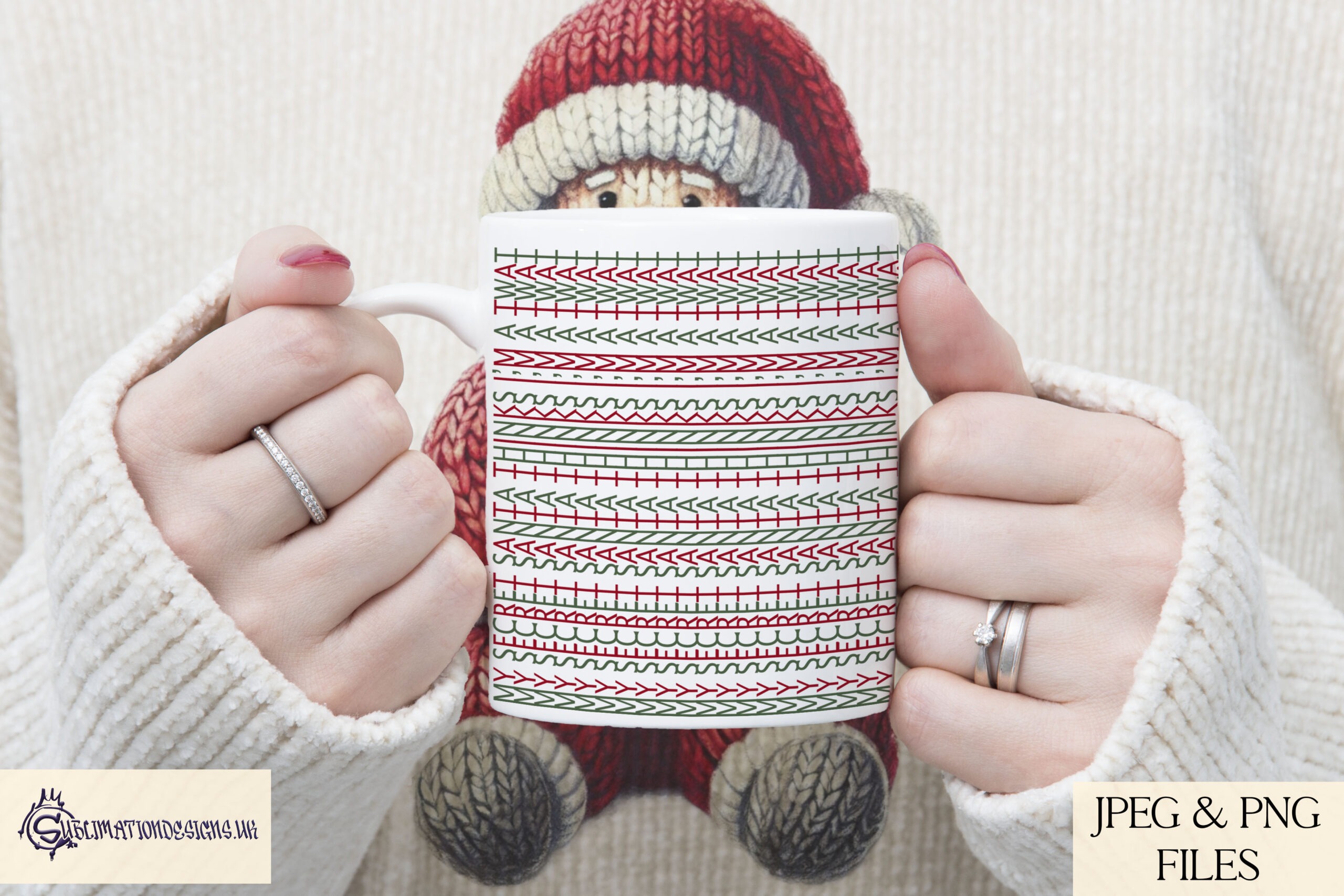 Swearing pattern Christmas mug wraps with funny festive phrases