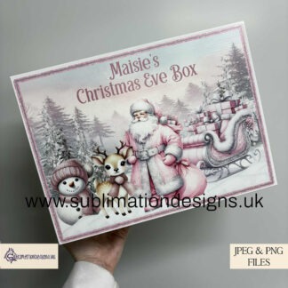 Santa and Friends pink and silver landscape design shown on product templates