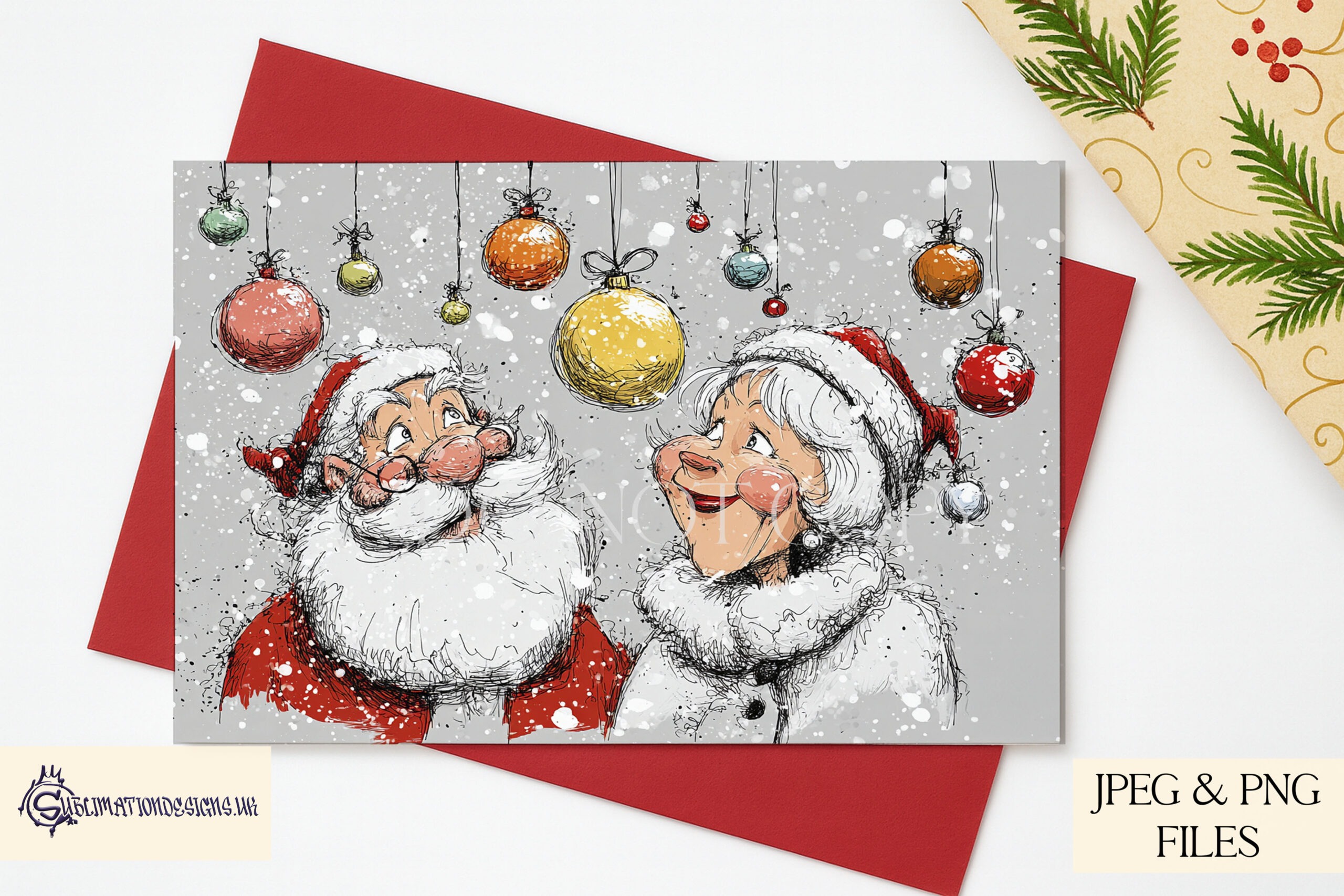 Enchanted Christmas Sketch Set 2 with dinosaurs, ballerinas, unicorns, woodland animals, and festive village scenes