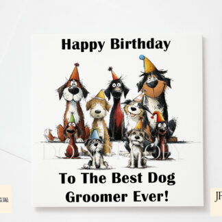 Cute dog sketches with birthday party hats for various dog-themed products