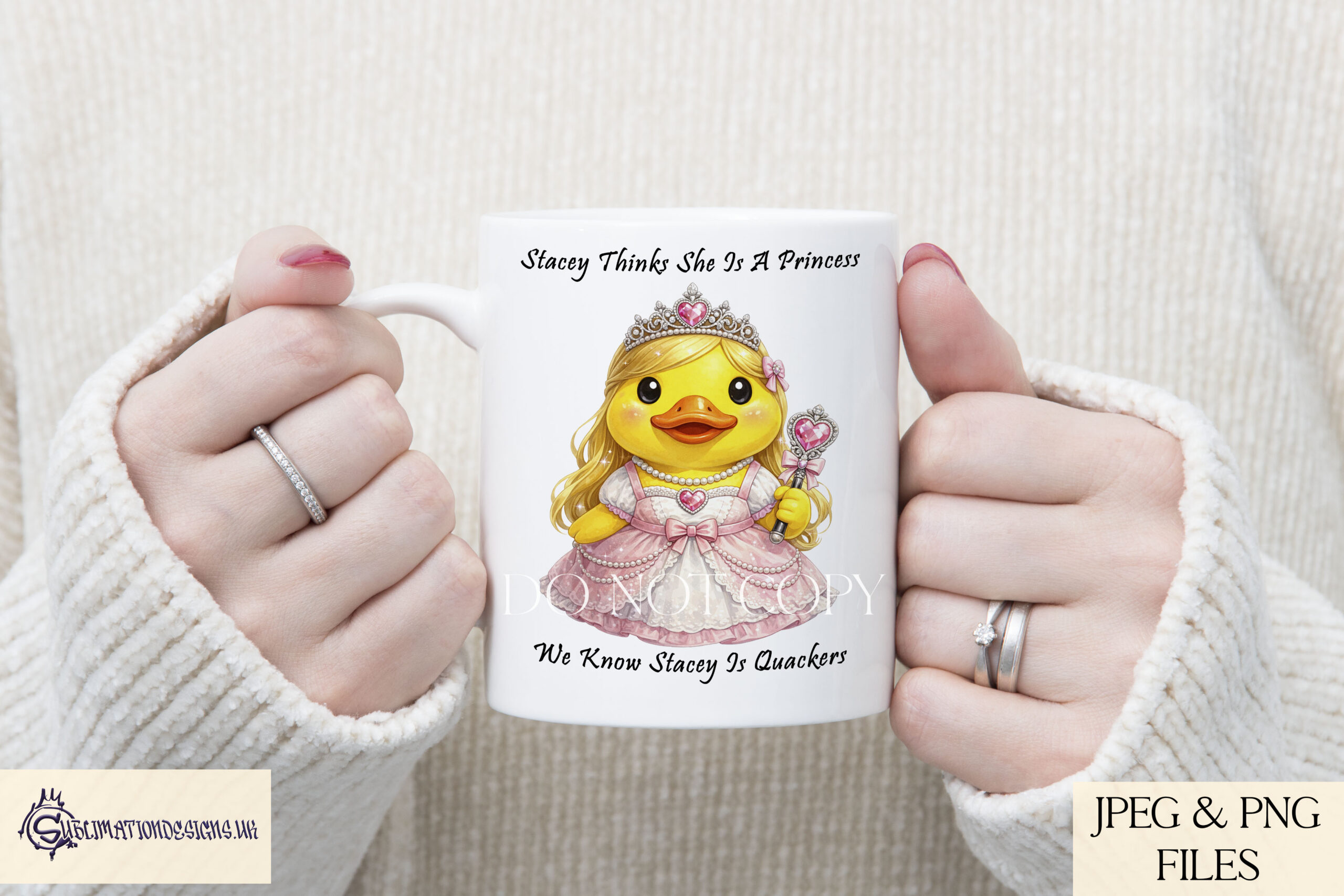Totally Quackers rubber duck clip art designs featuring army, navy, builder, office worker, and unicorn ducks displayed on product mock ups
