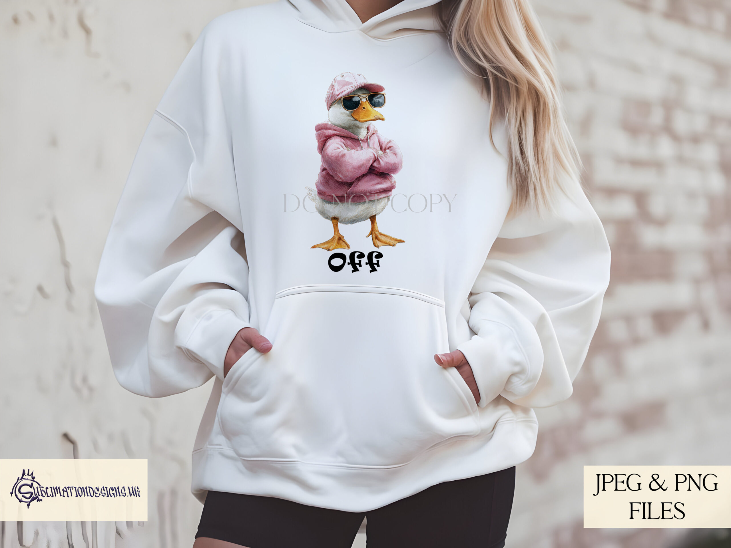 Male and female attitude duck designs shown with multiple wording variations