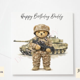 Duke The Army Bear Set of 6 preview showing an army teddy bear in combat uniform and helmet with vehicle options and a UK flag badge version, supplied in JPEG and PNG