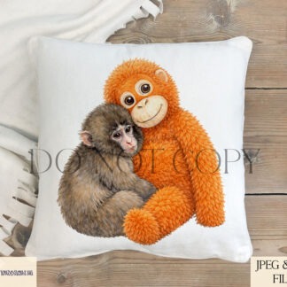 Punch The Monkey Design Set of 3 preview showing a cuddly monkey themed design with a textless version and name Punch versions, supplied in JPEG and PNG with mock ups