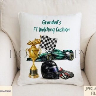F1 Champion Designs Set of 5 preview showing F1 style cars with a trophy, helmet, gloves and finishing flag in five inspired colour themes, textless JPEG and PNG designs