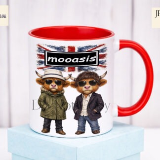 Mooasis Highland Cow Comedy Designs Set of 5 preview showing two comedy Highland cows with a blank banner and a full composition with and without Mooasis wording