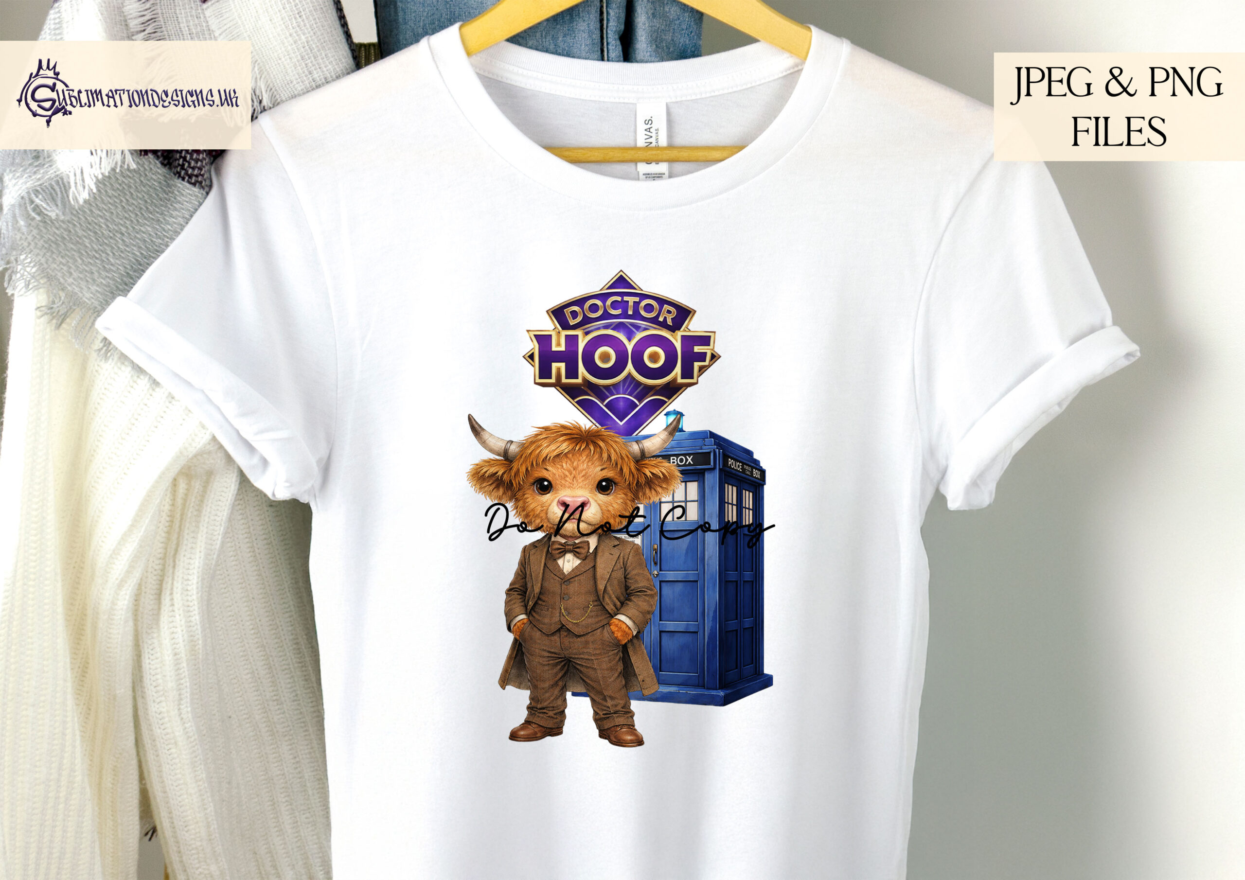 Cows In Character Comedy Designs Set of 12 preview showing novelty cow character themed designs with optional wording PNG files, supplied in JPEG and PNG