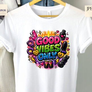 Good Vibes Only adult themed design featuring a colourful slogan with novelty elements. Includes JPEG, PNG and mock ups, ideal for mugs, t shirts and novelty gifts.