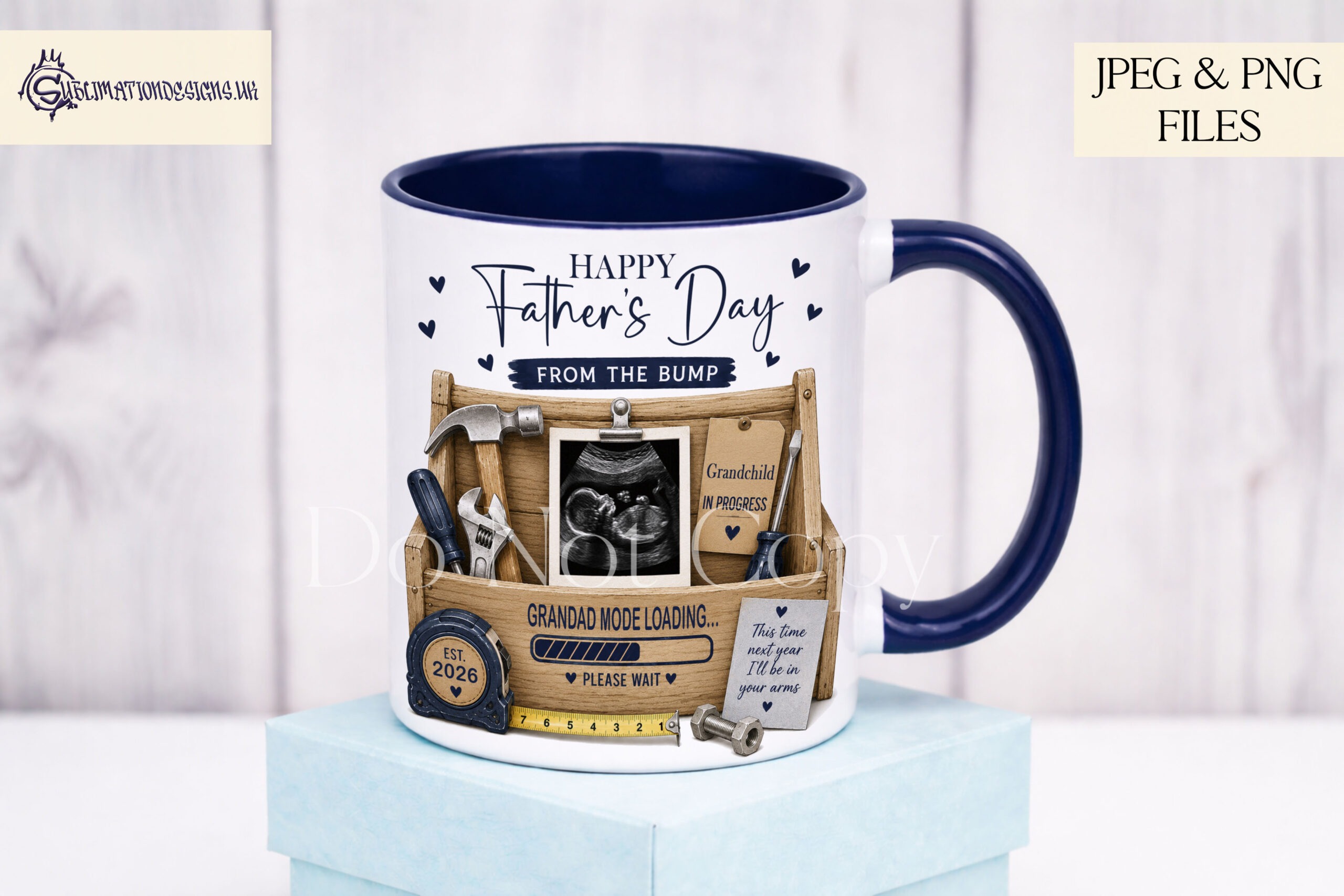 Baby scan toolbox designs with polaroid frame for pregnancy announcements and personalised gifts