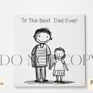 Father and child doodle art designs showing parent and child holding hands in minimalist line style for personalised gifts and keepsakes