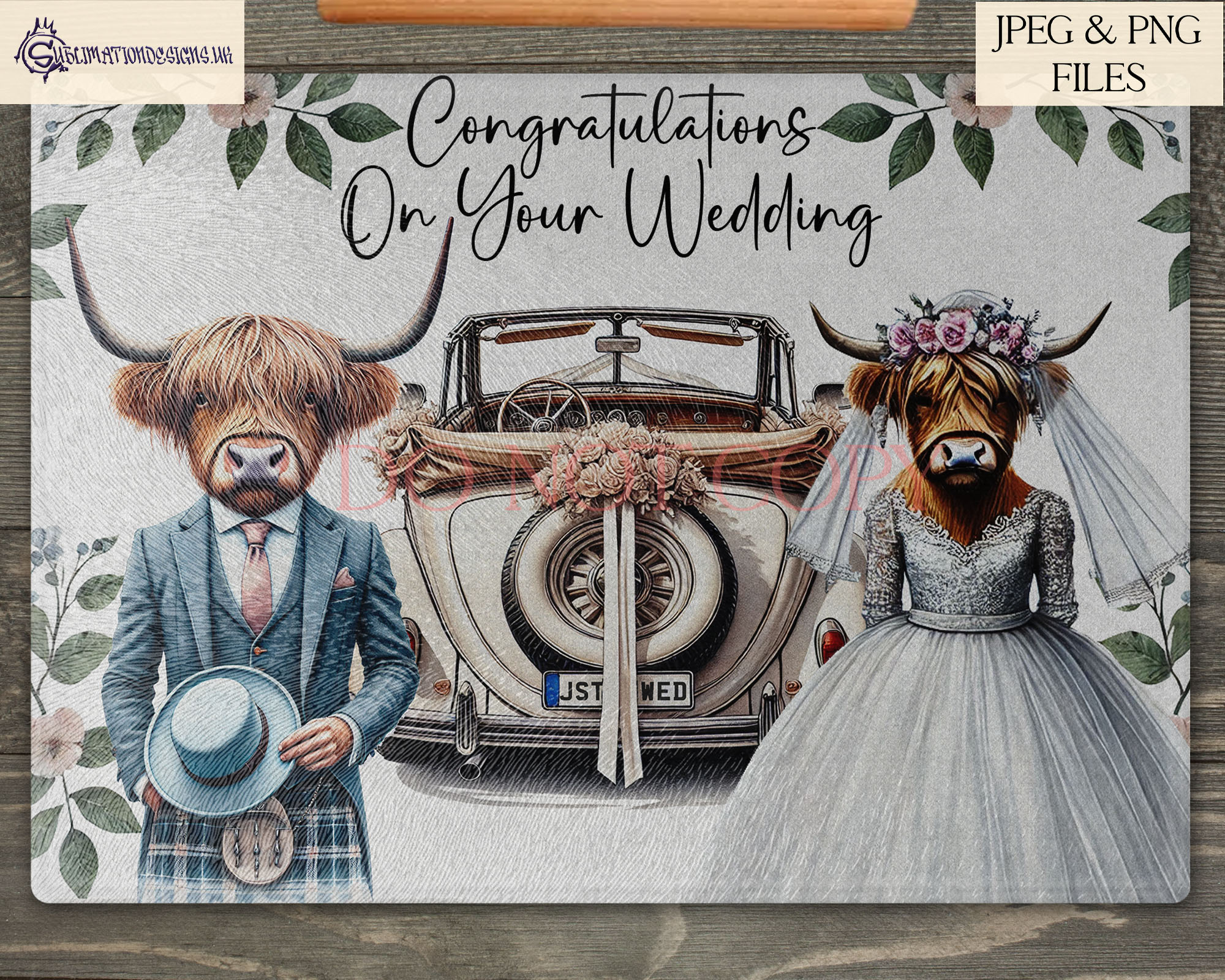 Wedding A4 design bundle with teddy bears gnomes and highland cows in plain and textured styles for gifts and keepsakes