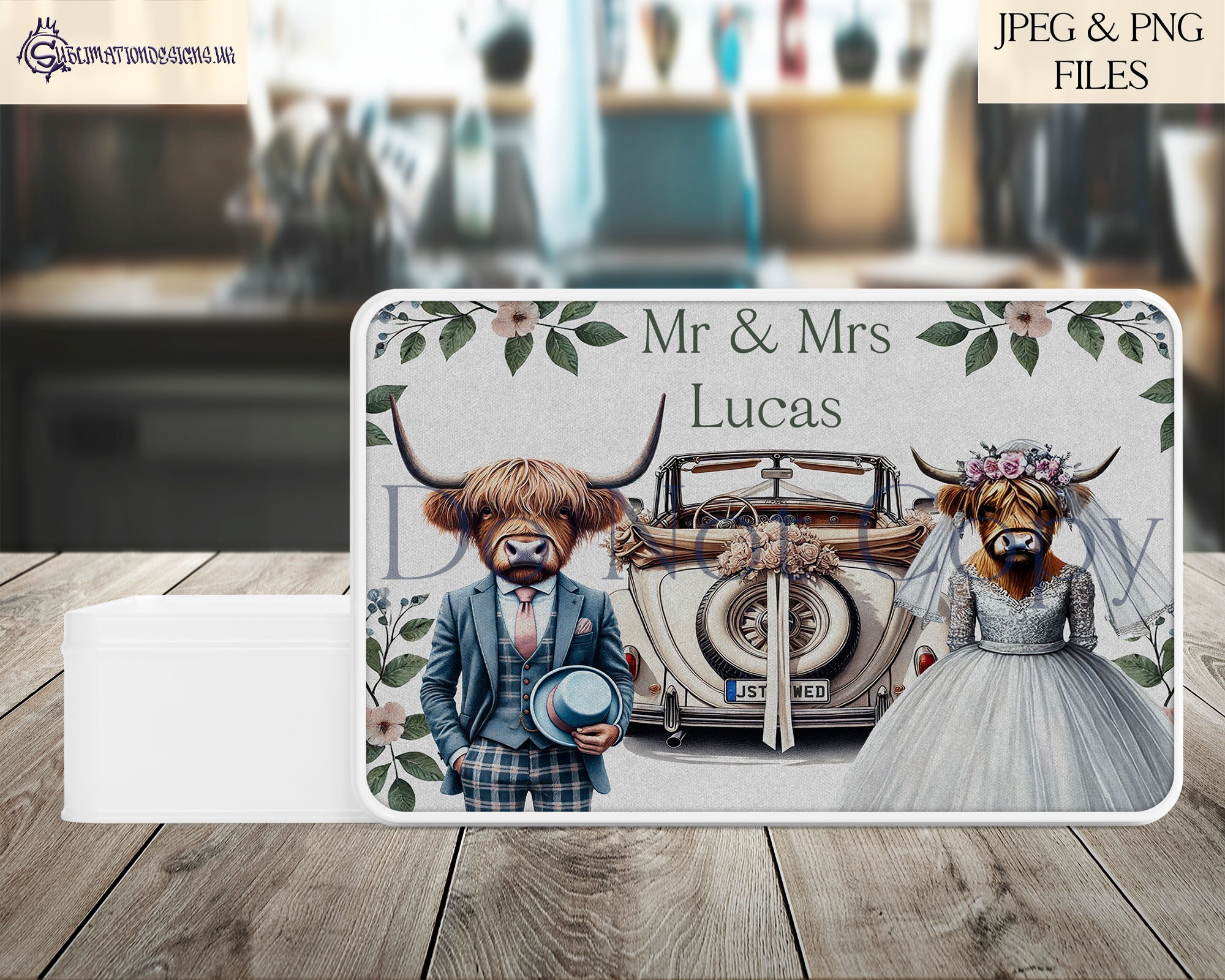 Wedding A4 design bundle with teddy bears gnomes and highland cows in plain and textured styles for gifts and keepsakes