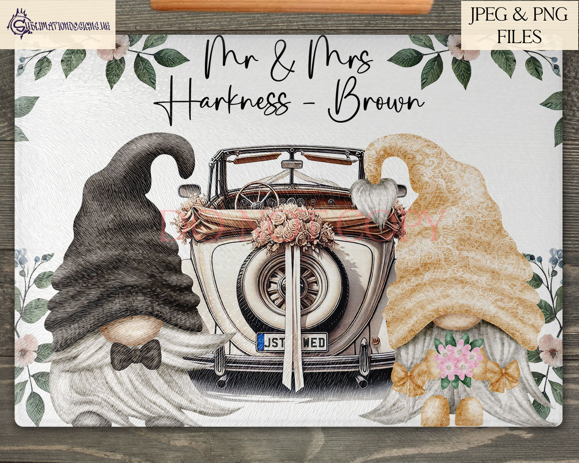Wedding A4 design bundle with teddy bears gnomes and highland cows in plain and textured styles for gifts and keepsakes