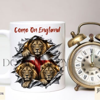 England football designs with three lions and St George’s Cross bursting through background for fan products