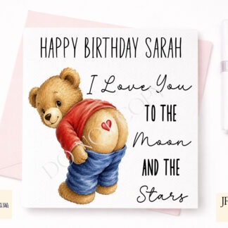 Comedy teddy bear designs with cheeky bare bum humour for mugs cards keyrings and novelty gifts